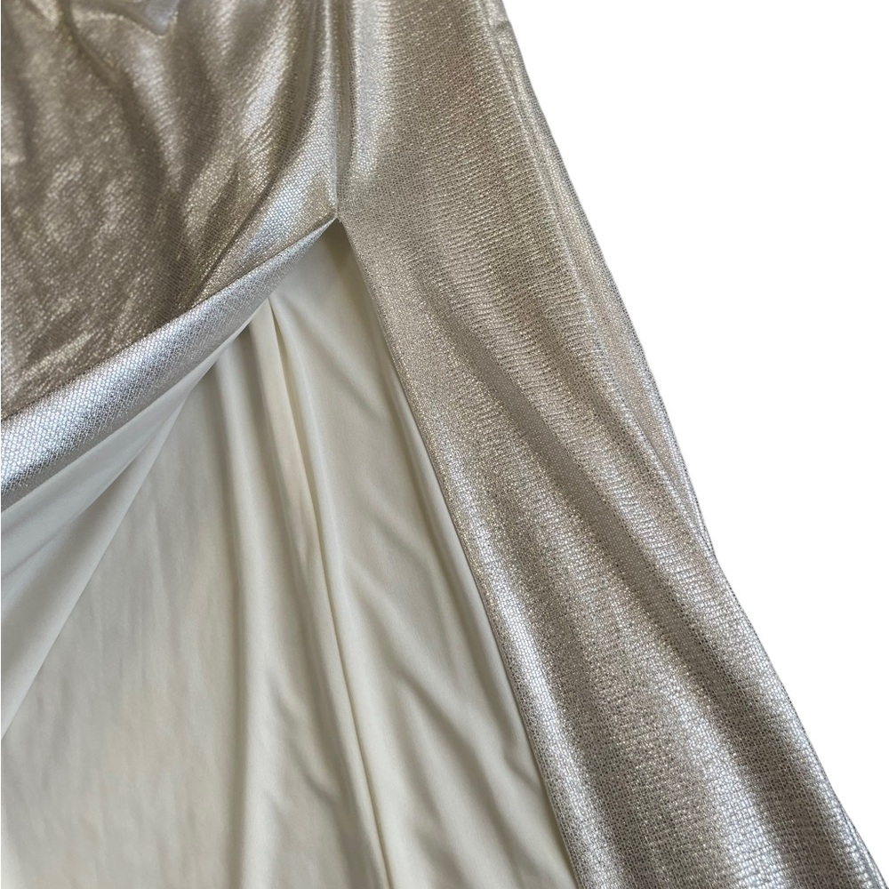 Eliza J Women's Silver Slitted Ruched Full-length Evening Sheath Dress l… - Picture 6 of 11